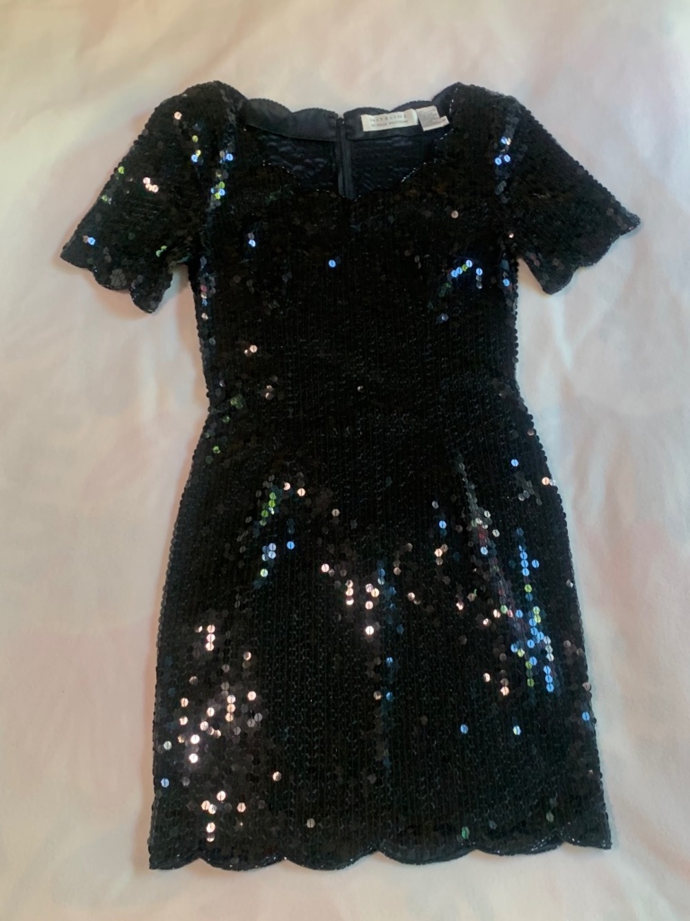 Vintage Niteline Black Sequin Scallop Dress